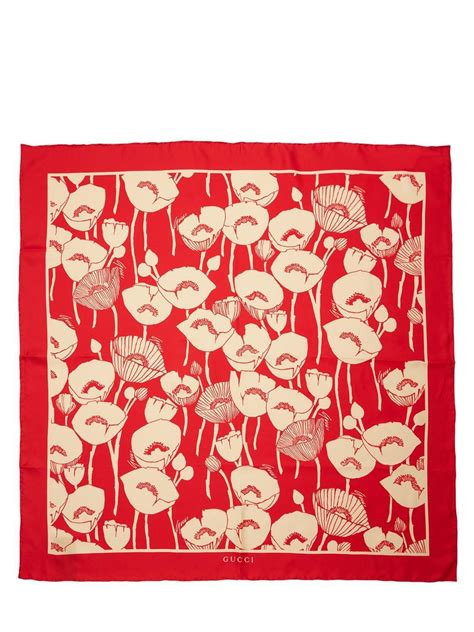 gucci poppy print|Poppy flowers print silk scarf .